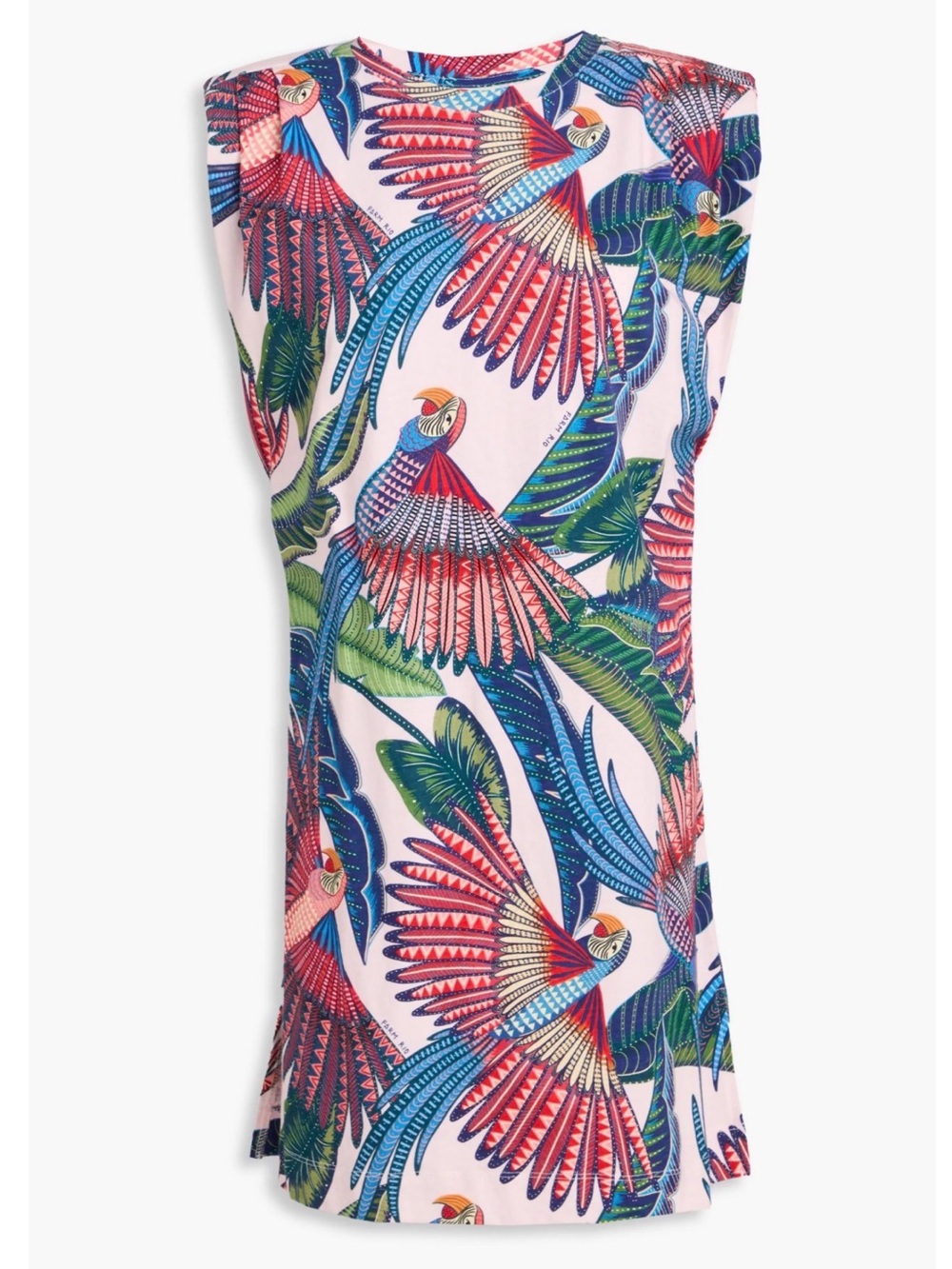 FARM Rio Macaw Flight Mini Dress XS Belted pink Blue Tassel Resort Tropical